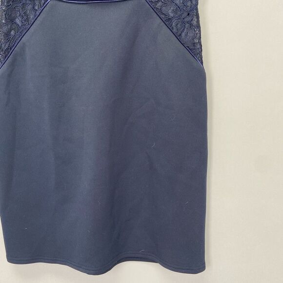 $288 Sho by Tadashi Shoji Women's Dark Blue Lace Cutout Short Sleeve MIDI Dress - Picture 3 of 8